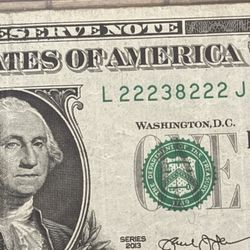 6 Of Kind/Trinary/Triple Bookends Fancy Serial Number $1 Dollar Note 