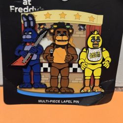 FNAF Bonnie Chica & Freddy On Stage Enamel Metal Pin Large 