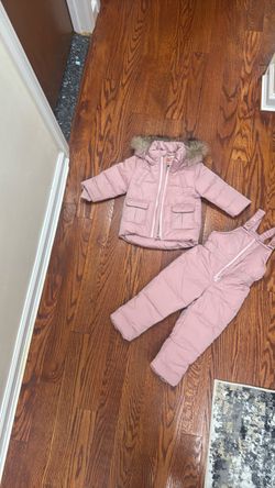 Kids Pink Snow Suit Jacket and Bib Pants Set