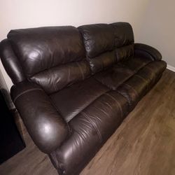 Dark Brown Leather Power Reclining Sofa