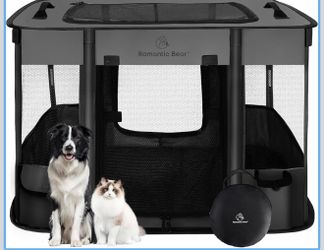 Dog Playpen,Pet Playpen,Foldable Puppy Cat Playpen,Portable Exercise Kennel Tent Crate,Water-Resistant Breathable Shade Cover,Indoor Outdoor Travel Ca