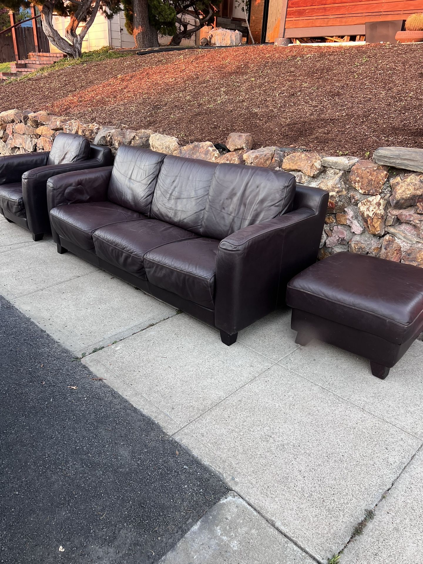 FREE ITALIAN LEATHER Sofa, Ottoman, Lounge chair