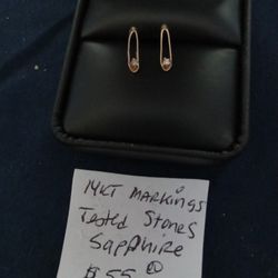14kt Yellow Gold White Sapphire Earrings Read Description 
