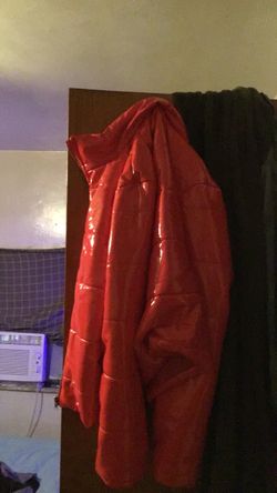 Red Glossy Puffer Jacket and black & green jacket