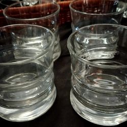 4 Vintage Ribbed Rocks Glasses