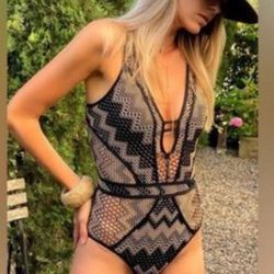 Becca by Rebecca Virtue Crochet One Piece Swimsuit