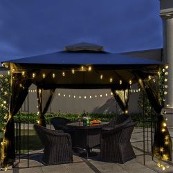 10x10 Outdoor Patio Gazebo Canopy Tent With Ventilated Double Roof And Mosquito net(Detachable Mesh Screen On All Sides),Suitable for Lawn, Garden, Ba