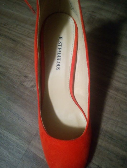 Red Orange Women's Ankle Strap High Heel