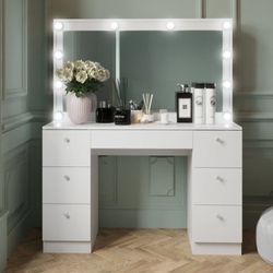 New White vanity with LED Lights