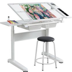 Art desk for sale: Glass Drafting Table Art Desk - Adjustable Professional Artwork Drawing Drafting