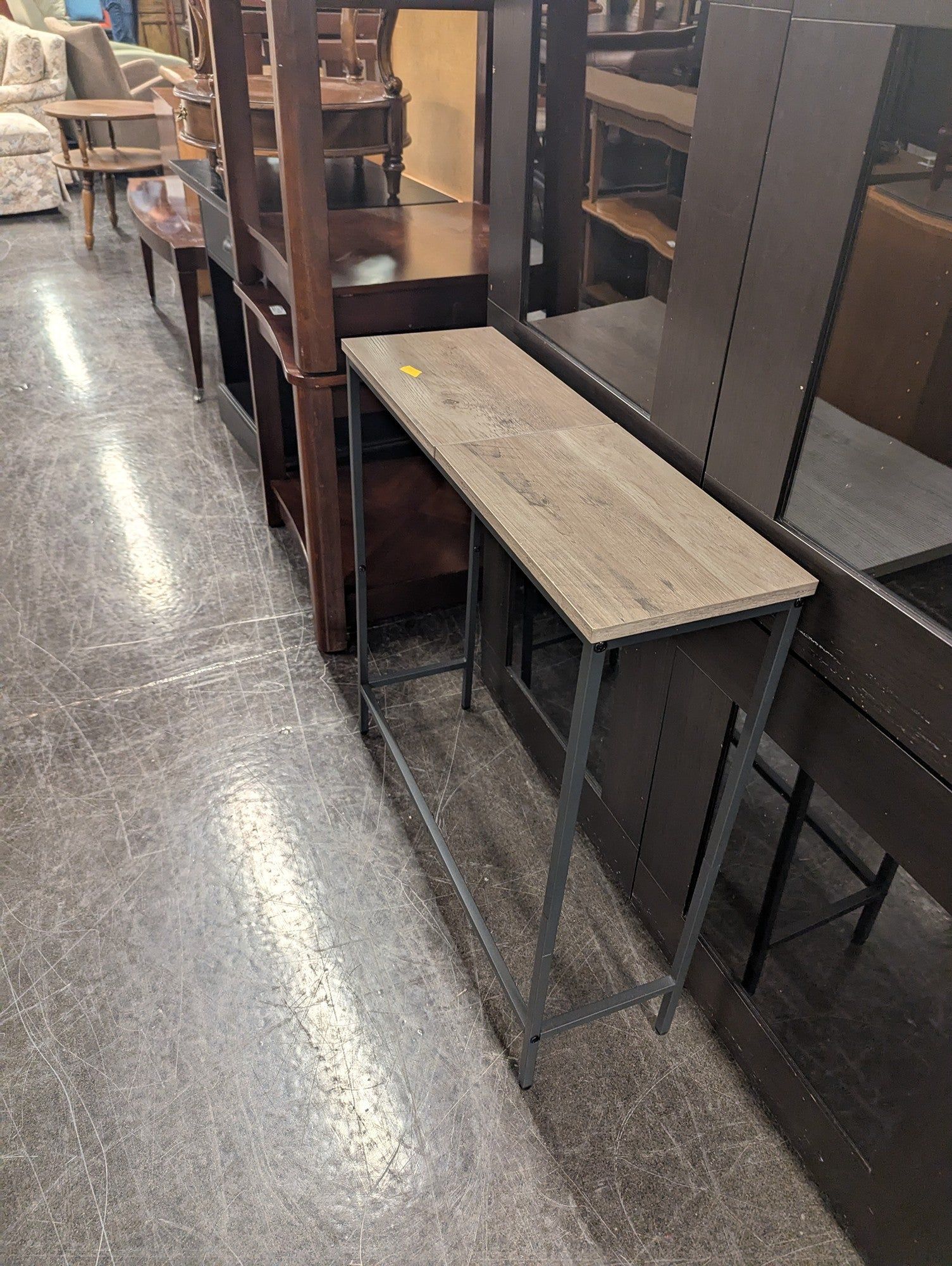 Modern Wood Top Console Table with Metal Frame