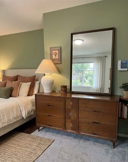 Vintage Mid-Century Modern 9-Drawer Dresser with Mirror - Morris Matchmaker