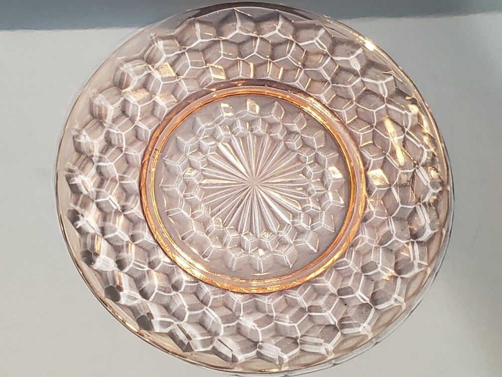 Depression Ware/ Pink / Cubist Pattern / Jeanette Glass