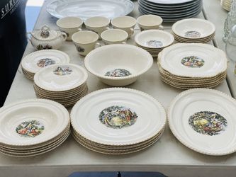 Harker Pottery in their Dancing Colonial Antique Dish set.