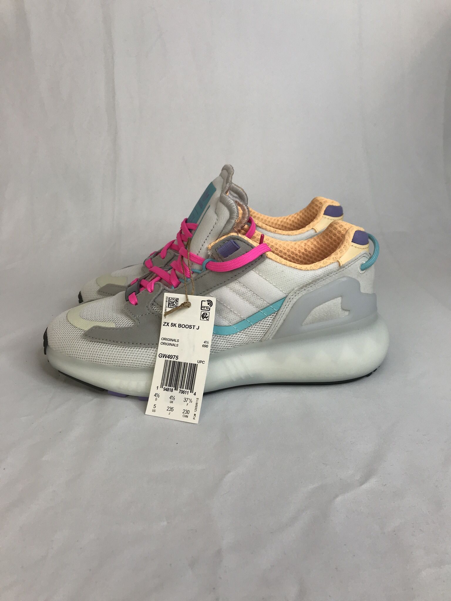 Adidas ZX 5000 Boost J 'Crystal White' ZX 5K GW4975 Size 5 NWT New with box without lid.