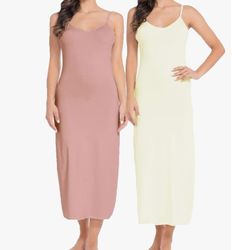 MANCYFIT Long Slips for Under Dresses, Full Length w/Adjustable Spaghetti Straps