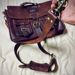 Vintage leather bag for laptop or tablet up to 18 inches BIG‼️