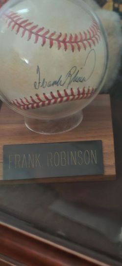 Frank Robinson Autographed Baseball with Display Case