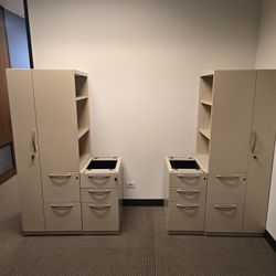 Metal Cabinets With Built-in  Book Shelves 