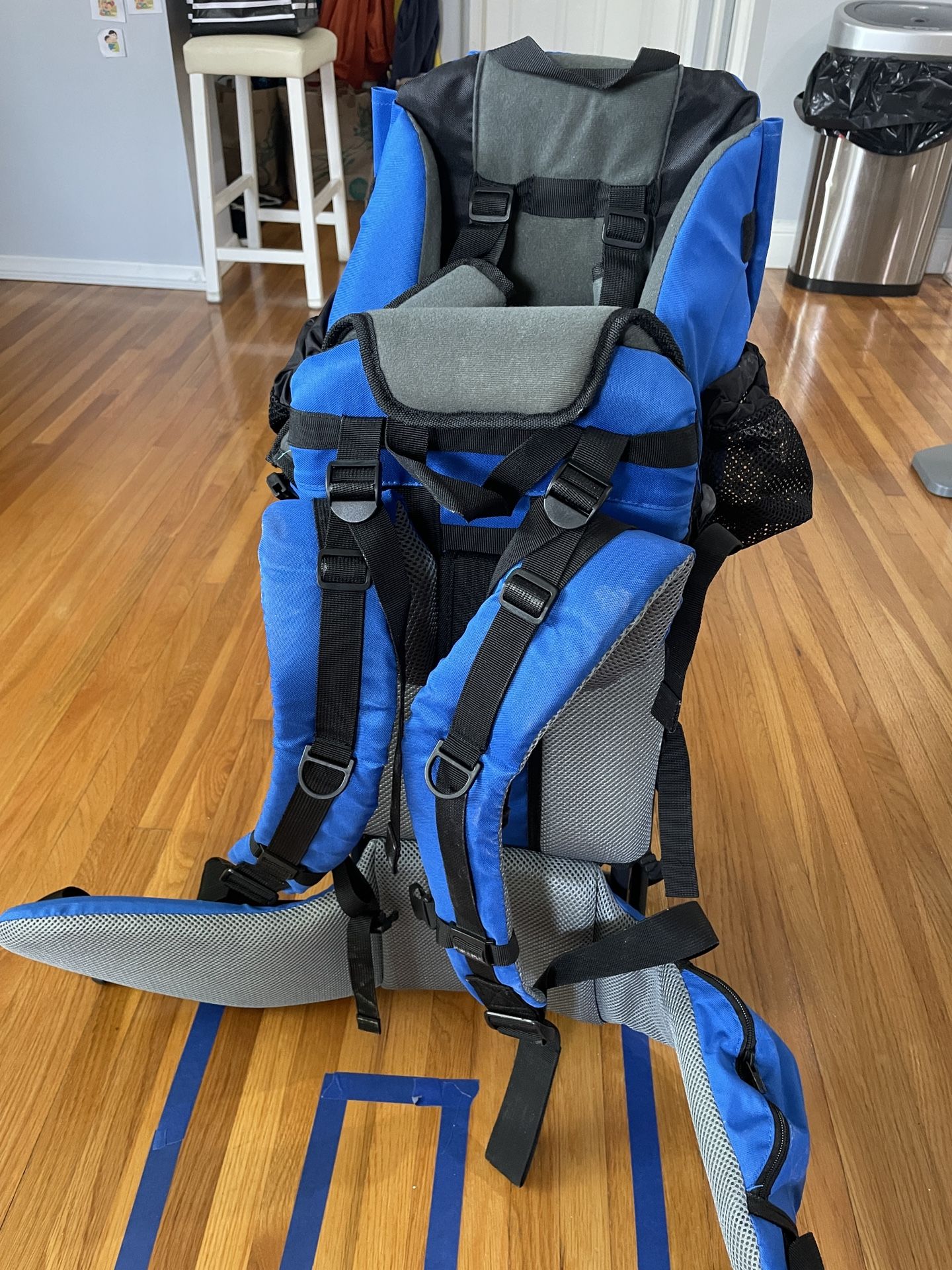 ClevrPlus Cross Country Baby Backpack Carrier, Blue, Toddler Hiking Backpack with Comfortable Seat, Adjustable Straps & Belt, Foldable Frame Lightweig