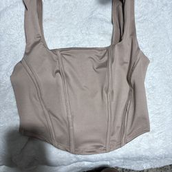 corset tan crop top 
