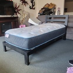 Bed Twin Metal Frame-Mattress-2- Nite Stands