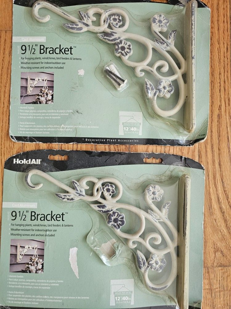 $35.00 - (2) Victorian/Shabby Chic NEW Brackets with Scrollwork & Flower Accents!   Cast Aluminum/Interior & Garden Decor!  Lowest Price!