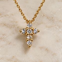 Roberto Coin 18k gold w diamond cross 18in
