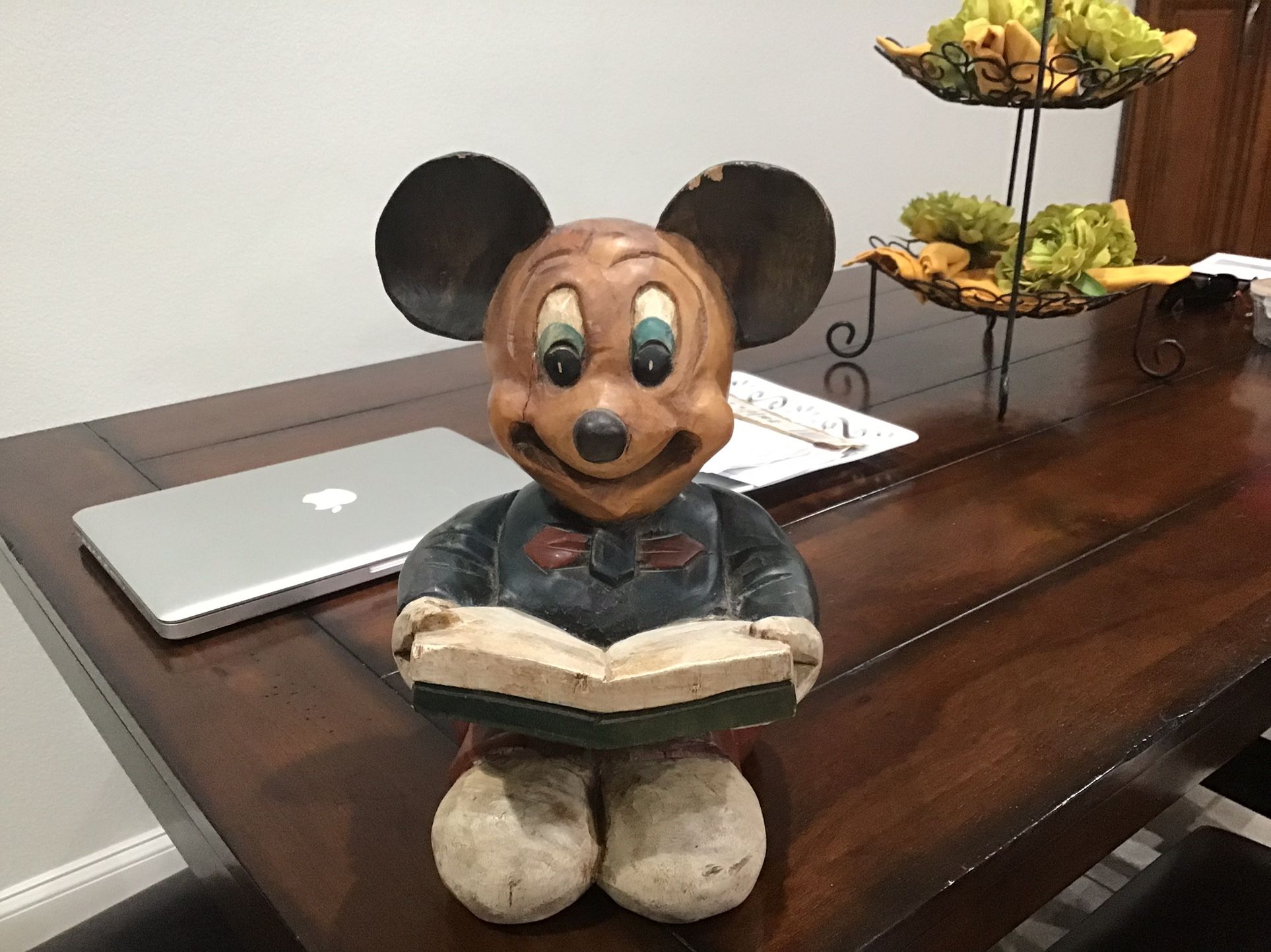 Vintage 1960’s Mickey Mouse Solid Wood Carving