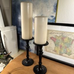 Black Candlesticks with Candles