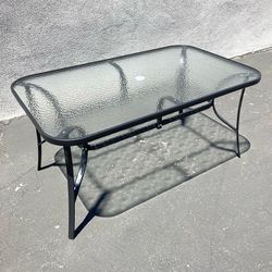 $70 Brand New Rectangular Metal Patio Table 59x36x28” Tempered Glass with Umbrella Hole
