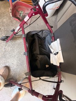 Red Rollator Walker with Seat and Bag
