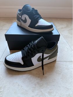 Air Jordan 1 Low, Size 9.5 - Black Toe Medium Olive