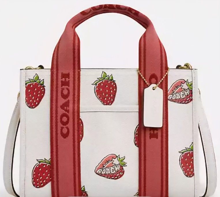Coach Smith Tote 24 Bag Strawberry Pink Red White Shoulder Handbag
