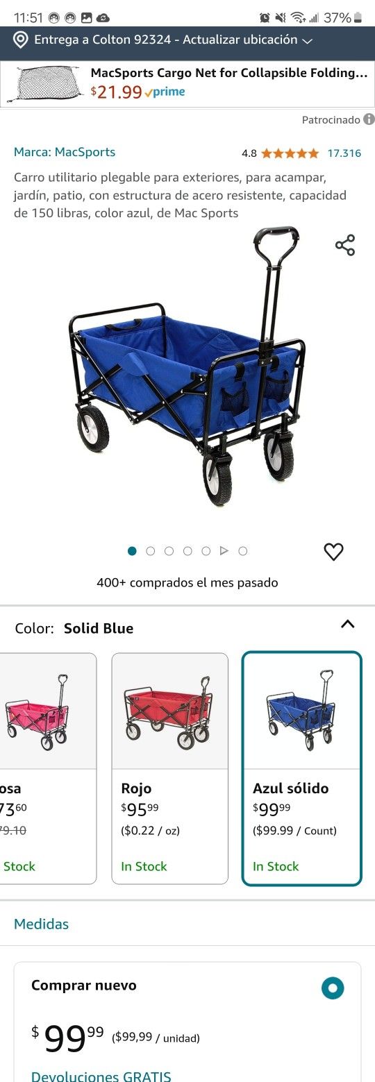 Folding Wagon 200lbs Blue,black