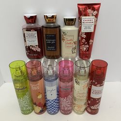 Bath & Body Works Lot Of 10 Sprays Lotions And Shower Gels