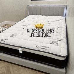 Queen Size Bed Frame With Pillow Top Mattress Included 