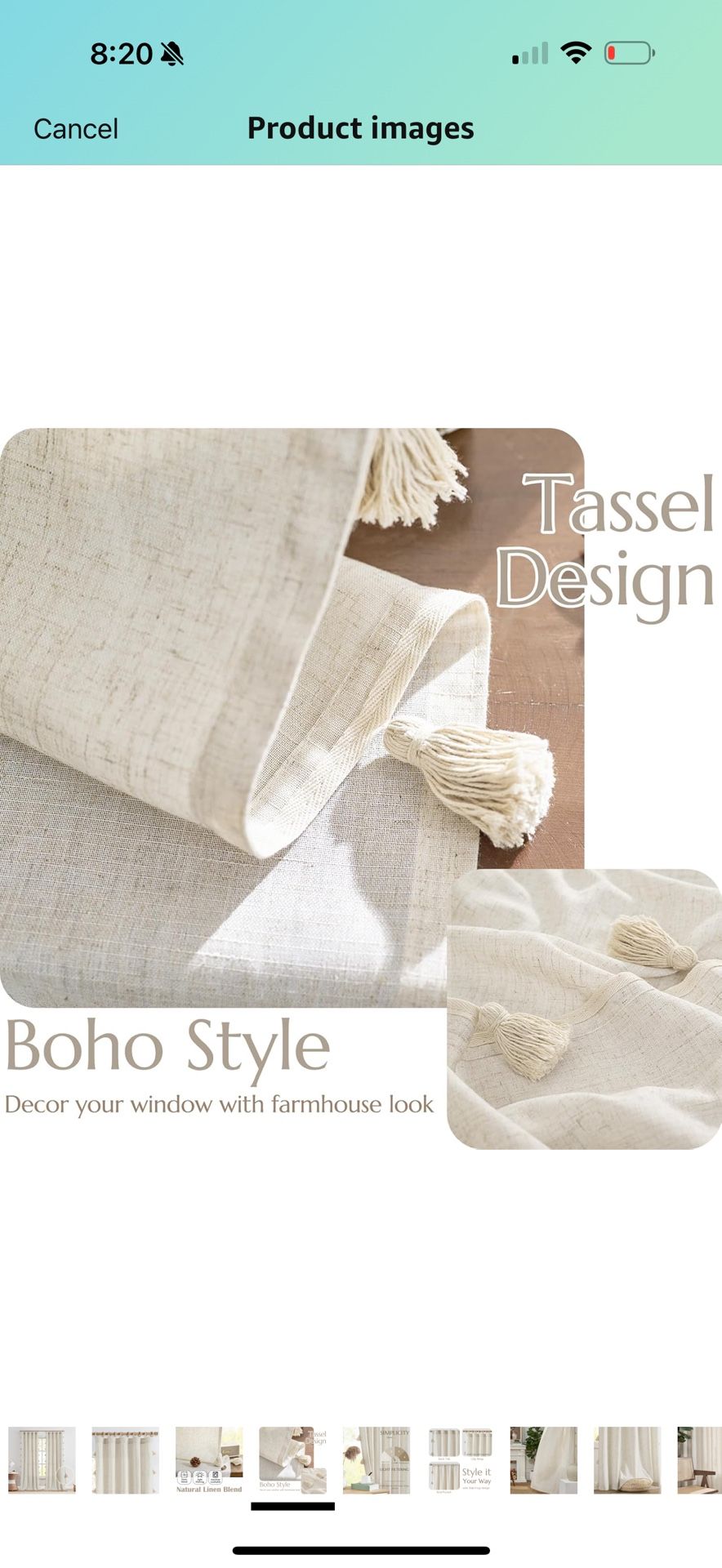 jinchan Boho Curtains 84 Inch Long 2 Panels, Linen Blend Farmhouse Drapes with Tassels for Bedroom, Light Filtering Cottage Core Curtain with Fringe, 