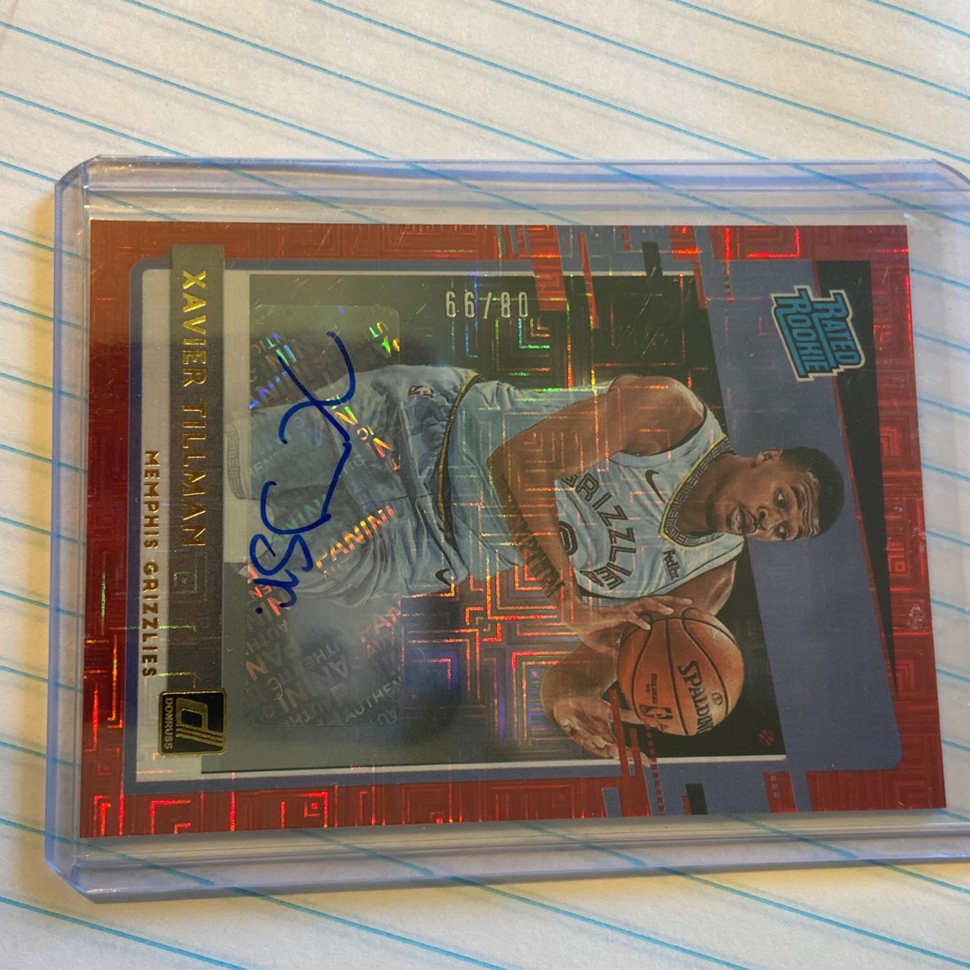 2020 Panini Donruss Xavier Tillman Red Cracked Ice Rookie Autograph Out Of 99