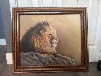 Framed painting of a Lion