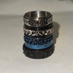 Sterling Silver Fidget Rolling Rings 4 Pack Size 6 Non Rust