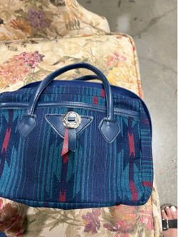 Pendleton Blue Geometric “Bible Cover” Satchel Top Handle Zip Pouch Silver