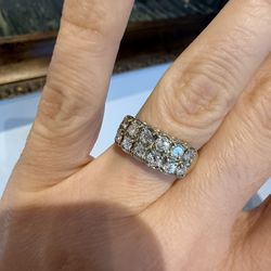 14K White Gold Natural Diamonds Ring Band 