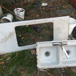 Twin RV Kitchen Sinks With Granite Housing And Trim Light Grey