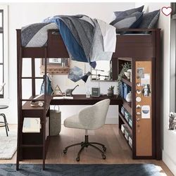 Pottery Barn Sleep & Study Loft Bed + Full Size Mattress