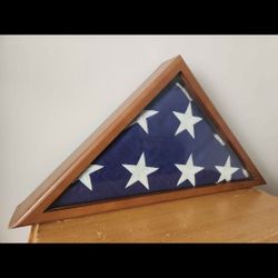 American Flag in Memorial Display Case