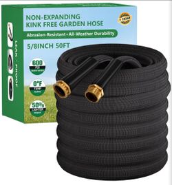 Non-Expanding Garden Hose 50FT, Water Hose Ultra Lightweight, Kink-Free, Burst-Resistant, Lead-Free, Flexible & Durable High-Pressure Hose for Yard,
