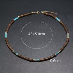 Bohemian Coconut Shell Natural Stone Necklace For Men Ethnic Vintage Hip-Hop Choker Necklace Jewelry Gifts