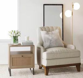 Mina Oak-Finish Particleboard Wood Black Modern Accent Storage Living Room Sofa Side End Table Bedroom Nightstand.  We have 2 each for $50   Nathan ja