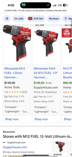 Milwaukee M12 FUEL 12-Volt Lithium-Ion Brushless Cordless Hammer Drill